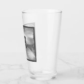 Zwart-wit foto van druivenbladeren Initiaal grijs Glas (Links)