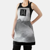 Zwart-wit foto van druivenbladeren Initiaal grijs Schort (Insitu)