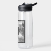 Zwart-wit foto van druivenbladeren Initial grijs Waterfles (Links)