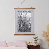 Zwart-wit foto van een besneeuwde winterdag grijs hangend wandkleed (Slaapkamer)