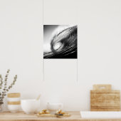 Zwart-wit foto van een brekende oceaangolf poster (Keuken)