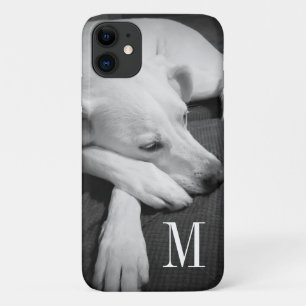 Zwart-wit foto van een mooie hond slapen Case-Mate iPhone case