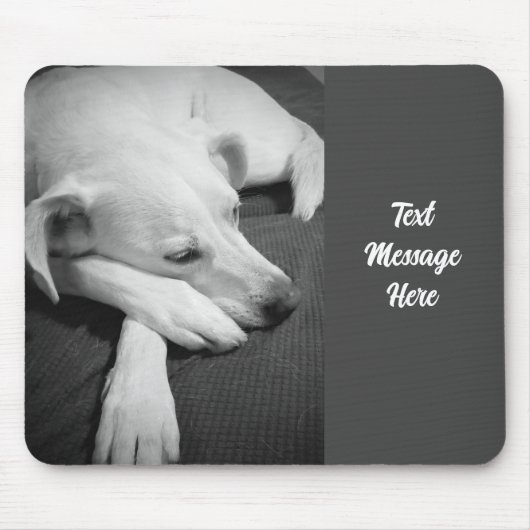 Zwart-wit foto van een mooie hond slapen muismat (Voorkant)