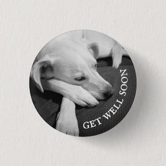 Zwart-wit foto van een mooie hond slapen ronde button 3,2 cm (Voorkant)
