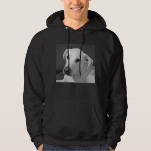 Zwart-wit foto van een mooie zielige hond hoodie