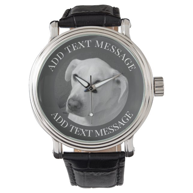 Zwart-wit foto van een mooie zielige hond horloge (Voorkant)