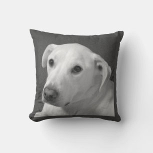 Zwart-wit foto van een mooie zielige hond kussen