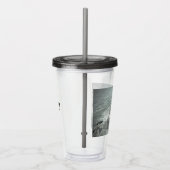 Zwart-wit Foto van een Rocky Ocean Shore Acryl Drinkbeker (Rechts)