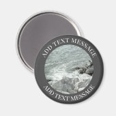 Zwart-wit Foto van een Rocky Ocean Shore Magneet (Voorkant / Achterkant)