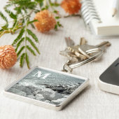 Zwart-wit Foto van een Rocky Ocean Shore Sleutelhanger (Zijkant)