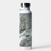 Zwart-wit Foto van een Rocky Ocean Shore Waterfles (Rechts)