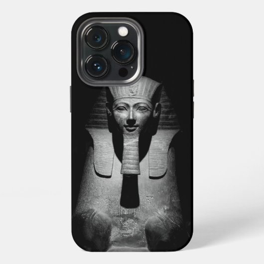 Zwart-wit foto van farao-koning iPhone hoesje (Achterkant)