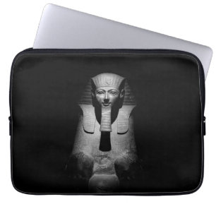 Zwart-wit foto van farao-koning laptop sleeve