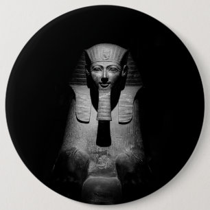 Zwart-wit foto van farao-koning ronde button 6,0 cm