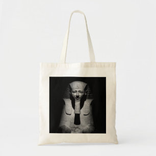 Zwart-wit foto van farao-koning tote bag
