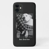 Zwart-wit foto van hond knuffelen met papa Case-Mate iPhone case (Achterkant)