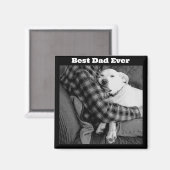 Zwart-wit foto van hond knuffelen met papa magneet (Voorkant / Achterkant)