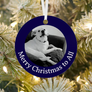 Zwart-wit foto van pratende hond Kerst Metalen Ornament