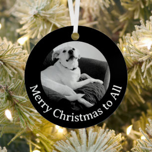 Zwart-wit foto van pratende hond Kerst Metalen Ornament
