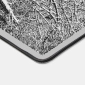 Zwart-wit foto van rustieke sneeuwwinter scène bureaumat (Hoek)