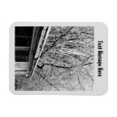 Zwart-wit foto van rustieke sneeuwwinter scène magneet (Horizontaal)