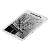 Zwart-wit foto van rustieke sneeuwwinter scène magneet (Linkerzijde)