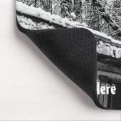 Zwart-wit foto van rustieke sneeuwwinter scène muismat (Hoek)