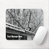 Zwart-wit foto van rustieke sneeuwwinter scène muismat (Met muis)