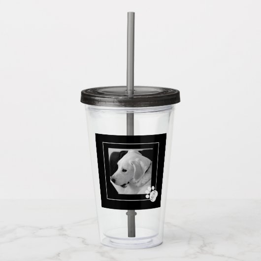 Zwart-wit foto van Schattige Dog Best Mom Ever Acryl Drinkbeker (Voorkant)