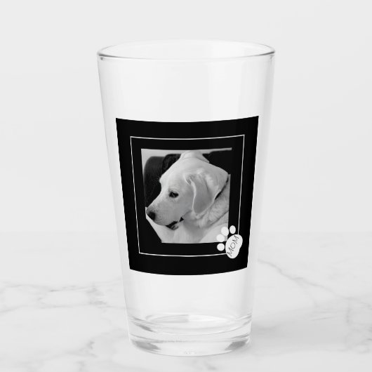 Zwart-wit foto van Schattige Dog Best Mom Ever Glas (Voorkant)