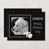 Zwart-wit foto van Schattige Dog Moederdag Feestdagenkaart (Voorkant / Achterkant)