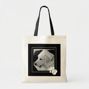 Zwart-wit foto van Schattige Dog Mom Paw Tote Bag