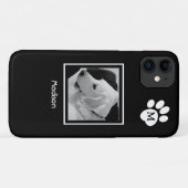 Zwart-wit foto van Schattige Hond en Paw Initiaal Case-Mate iPhone Case (Achterkant (horizontaal))
