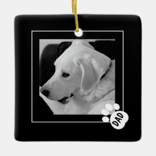 Zwart-wit foto van Schattigee hond Paw Paw Keramisch Ornament