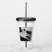 Zwart-wit foto van Talking Dog Text Message Acryl Drinkbeker (Voorkant)