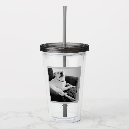 Zwart-wit foto van Talking Dog Text Message Acryl Drinkbeker (Voorkant)