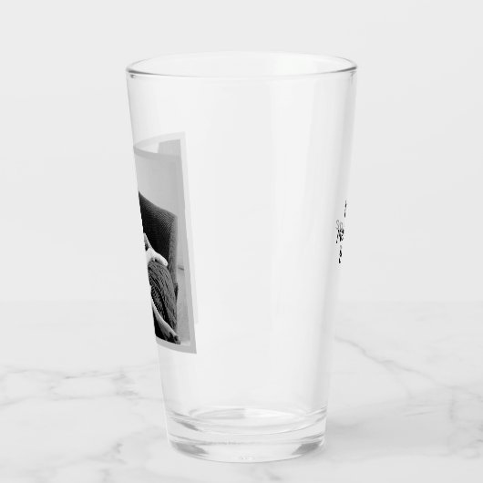 Zwart-wit foto van Talking Dog Text Message Glas (Links)