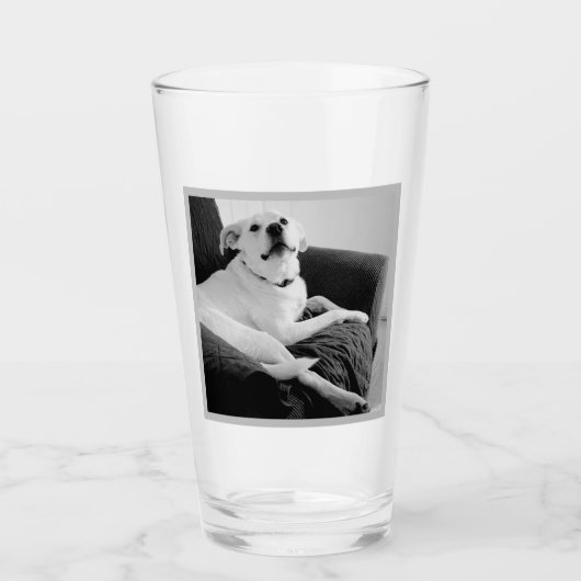Zwart-wit foto van Talking Dog Text Message Glas (Voorkant)