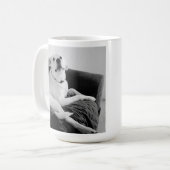 Zwart-wit foto van Talking Dog Text Message Koffiemok (Voorkant links)