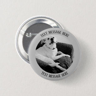 Zwart-wit foto van Talking Dog Text Message Ronde Button 5,7 Cm