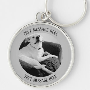 Zwart-wit foto van Talking Dog Text Message Sleutelhanger