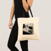 Zwart-wit foto van Talking Dog Text Message Tote Bag (Voorkant (product))