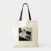 Zwart-wit foto van Talking Dog Text Message Tote Bag (Voorkant)