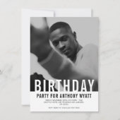 Zwart-wit Foto Verjaardagsfeestuitnodiging Kaart (Voorkant)