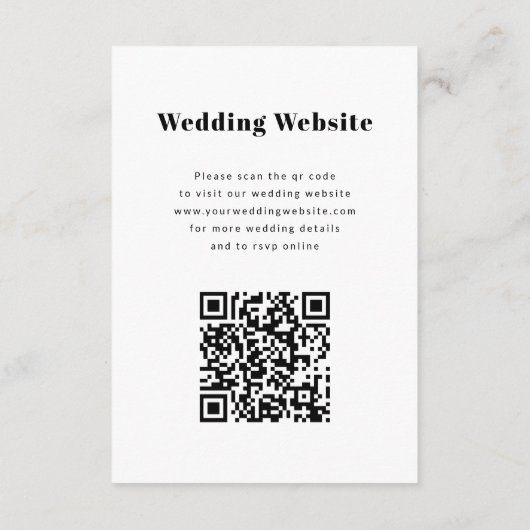 Zwart-Wit | Foto Wedding Side Wave QR-code Informatiekaartje (Achterkant)