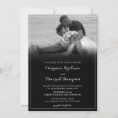 Zwart & Wit Foto, Witte Boarder QR-code Trouwen Kaart (Voorkant)