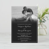 Zwart & Wit Foto, Witte Boarder QR-code Trouwen Kaart (Staand voorkant)