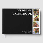 Zwart & Wit Fotocabine Collage Wedding Gastenboek (Voorkant)