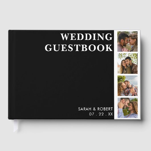 Zwart & Wit Fotocabine Collage Wedding Gastenboek (Voorkant)