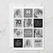 Zwart Wit Fotocollage 70ste Verjaardag Kaart (Voorkant)